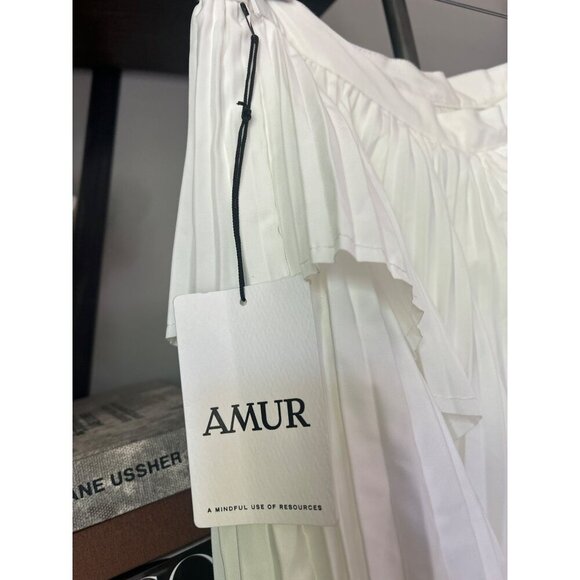 AMUR Ophelia Pleated Taffeta Maxi Skirt White Womens Size 8 - Picture 10 of 12